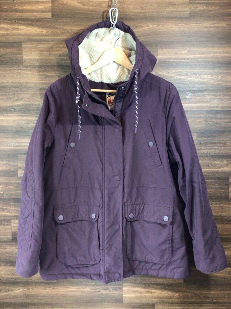 Mantaray Purple Fleece Lined Hooded Coat/ Jacket Size 16 Ex Con