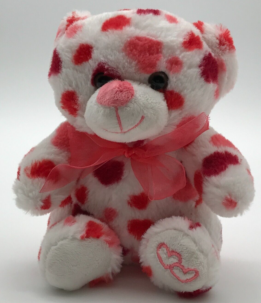 MTY International Plush 2022 Valentine Teddy Bear White ~6.5