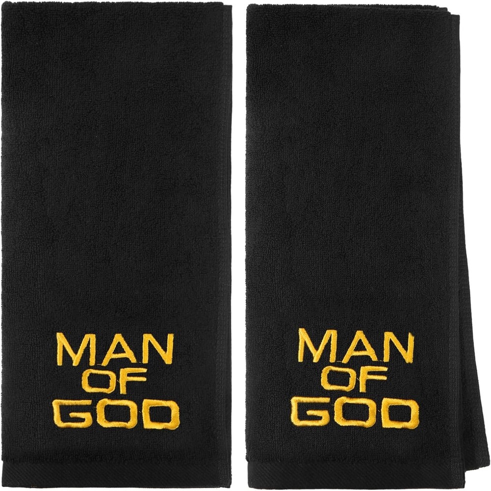 2 Pcs Pastor Towels Man of God Towel for Father's GiftBlackMan of God
