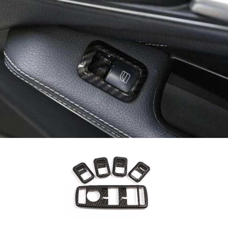 Carbon Fiber Glass Window Lifting Panel Decor 5PCS For Benz GLE GLS 2016-2019