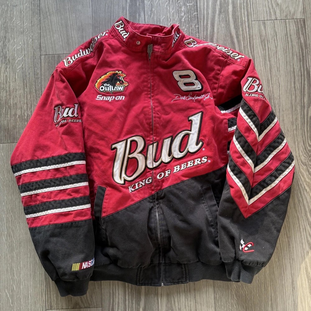 Vintage Dale Earnhardt Jr Budweiser NASCAR Jacket Large 2000s Racing Chase
