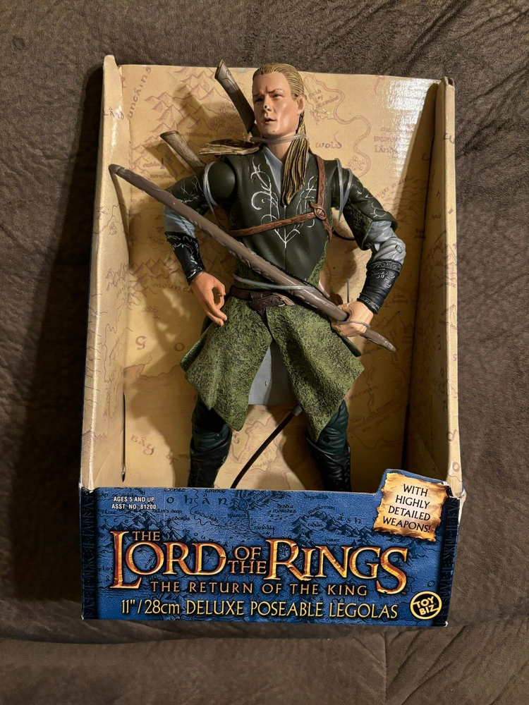 LORD OF THE RINGS ROTK 11' POSEABLE LEGOLAS FIGURE TOY BIZ NEW IN BOX LOOK!!