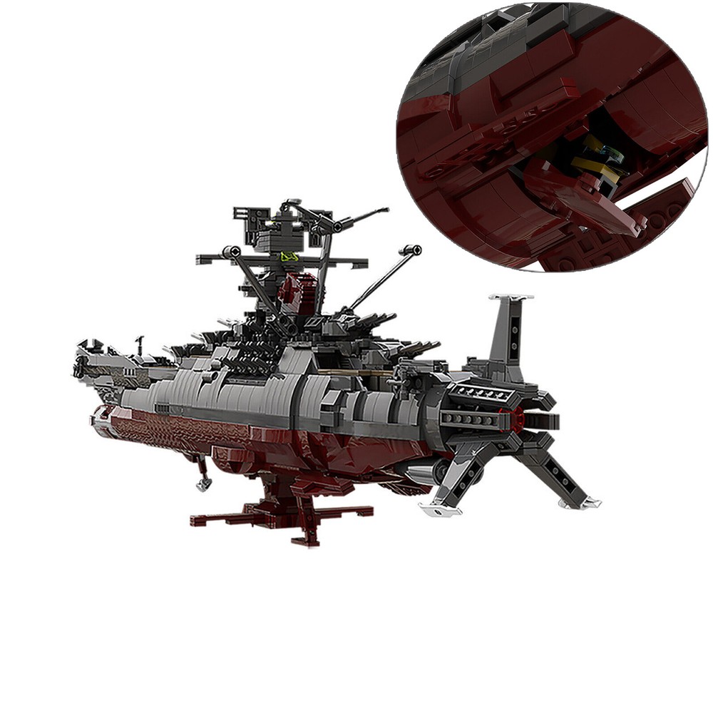 Space Battleship Model Yamato with Display Stand MOC Building Kit Blocks Gifts