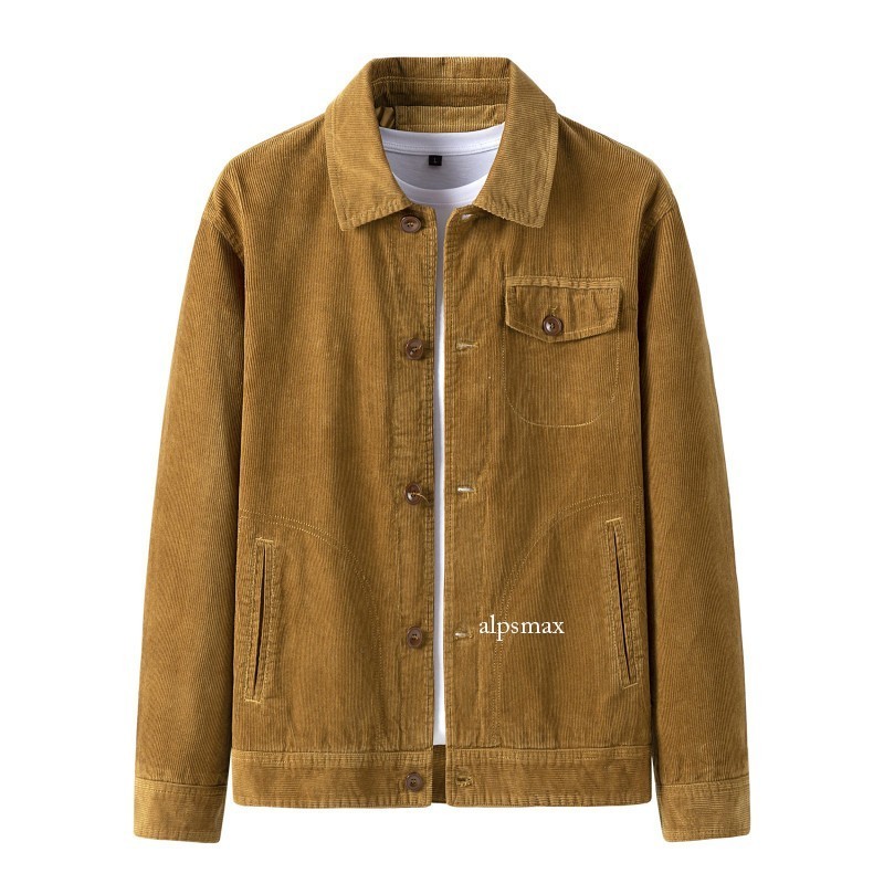 Autumn/Winter Sheepskin Coat Mens Cotton-padded Jacket Corduroy Workwear Retro
