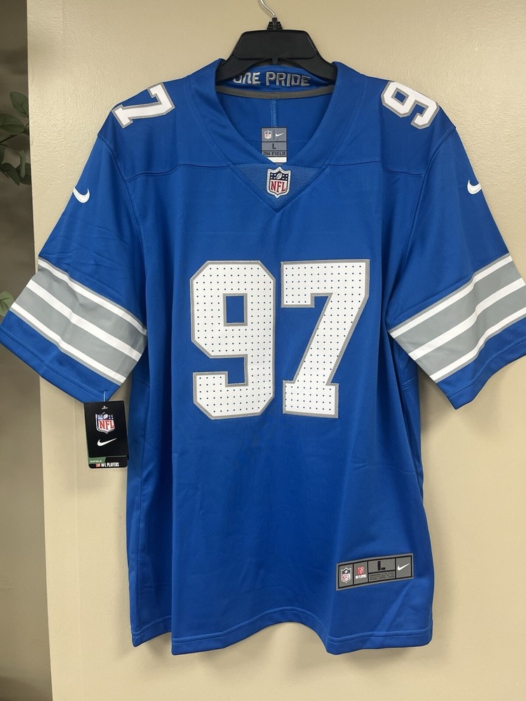 Detroit Lions Hutchinson Blue Jersey Stitched Size L￼