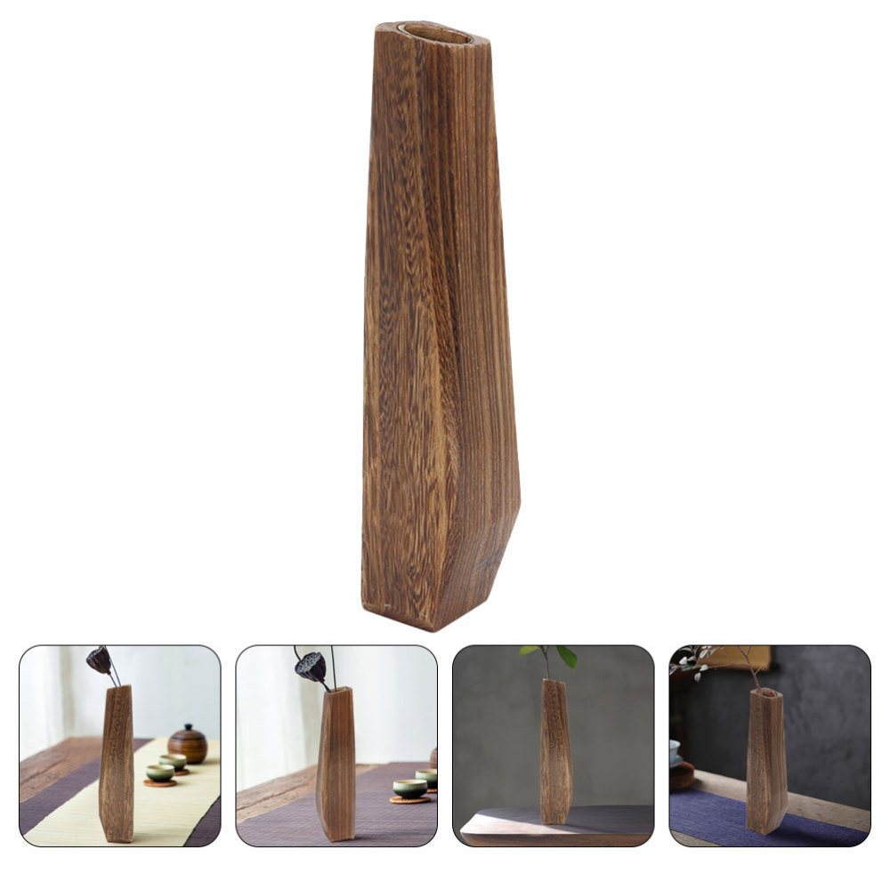 Large Wooden Vase Coffee Table Decor Small Plant Container Durable Flower Pot