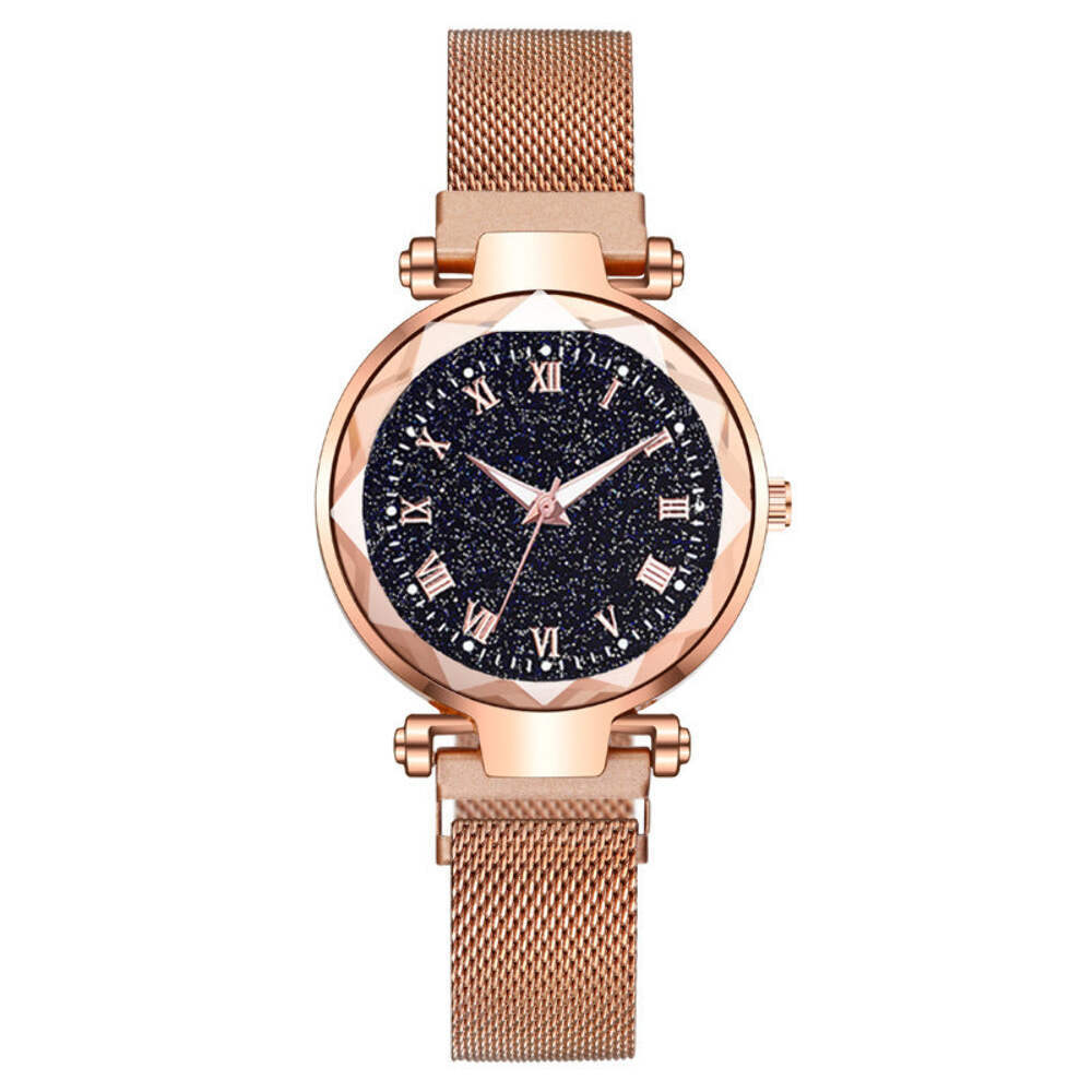 Celestial Quartz Watch with Starry Dial and Metal Strap in Multiple Colors