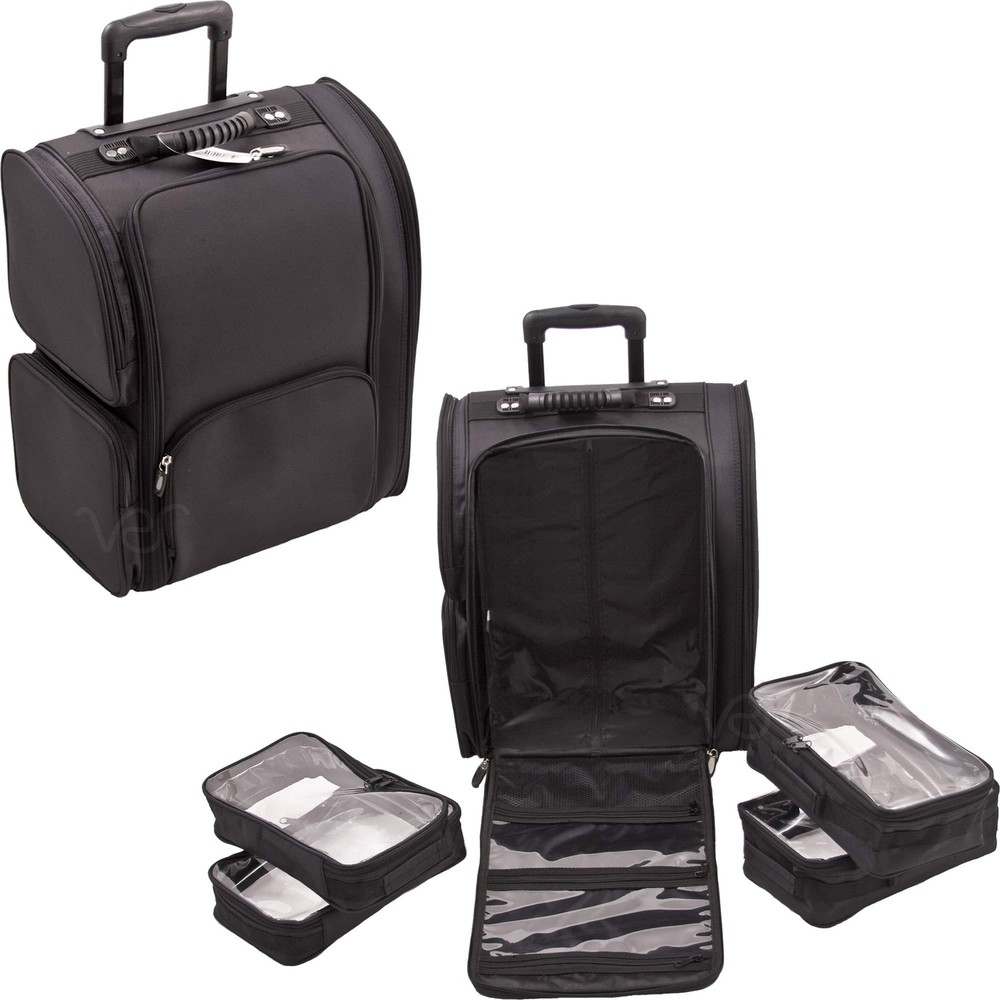 Correr Rolling Soft Sided Makeup Case Professional Nail Travel Wheel Organize...