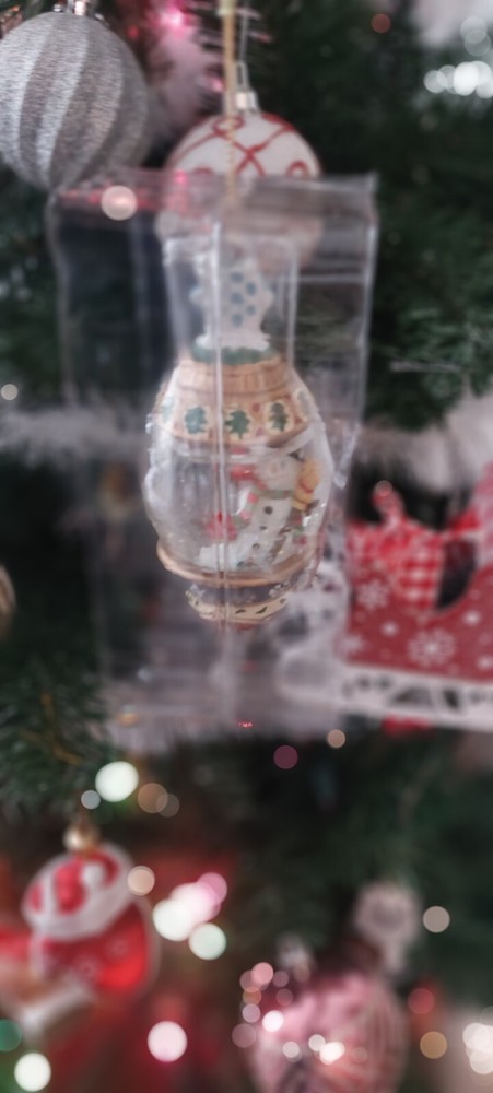 Kirkland Signature Christmas Glass Snowman Snow Globe Ornament  5” Vintage Decor