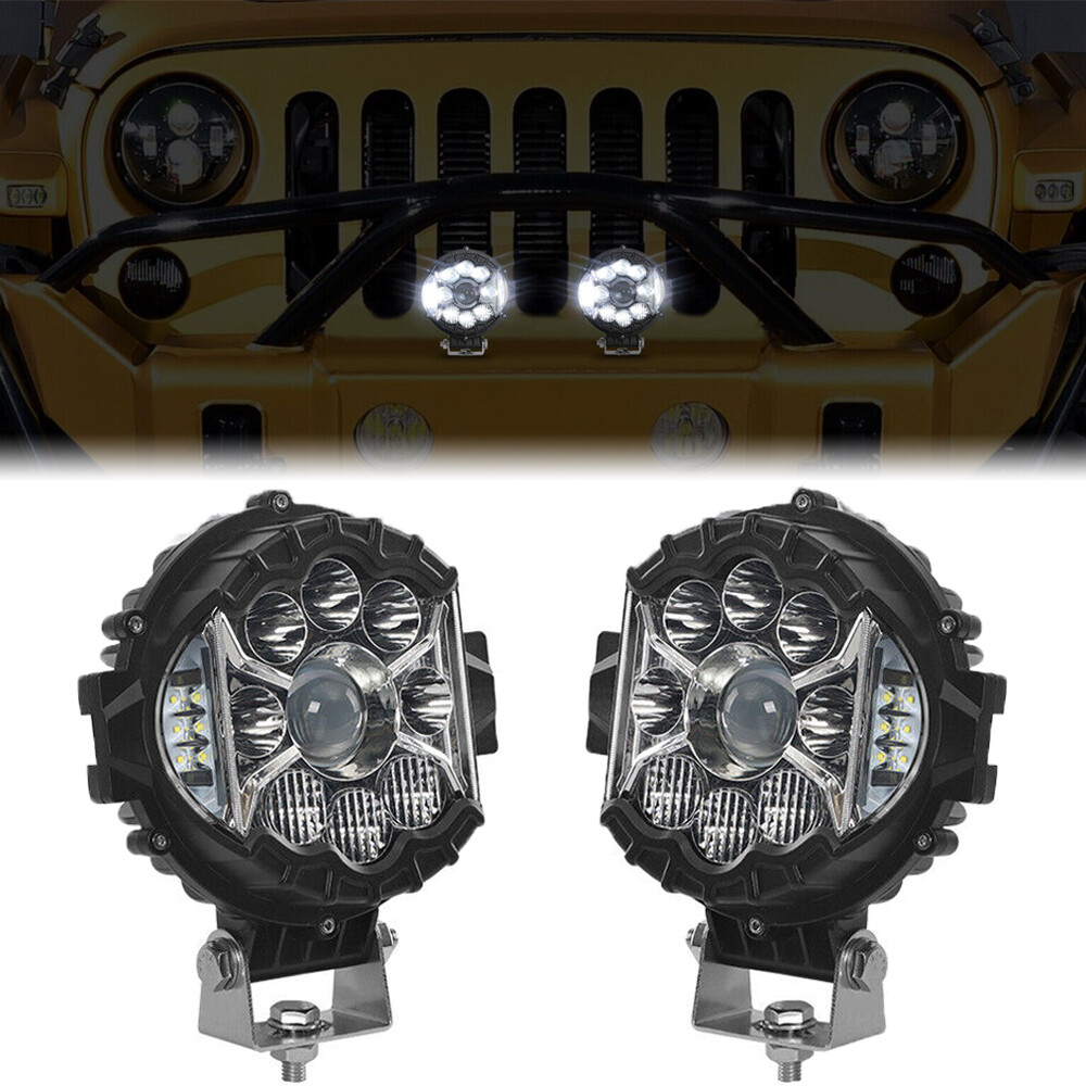 Pair 5 inch Round LED Work Lights Pods Spot Flood Combo Fog Lamp Offroad Driving