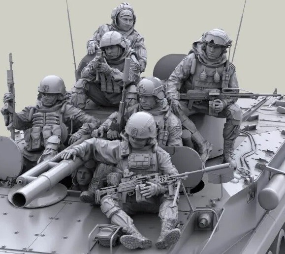 1/35 Resin Figure Model Kit Seven Modern Russian Soldiers Crew NO TANK Unpainted