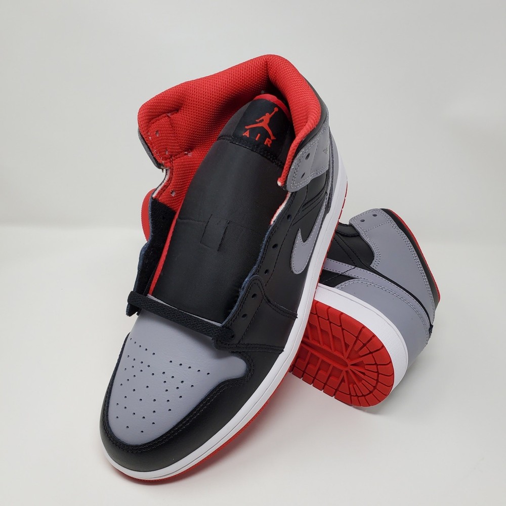 Nike Air Jordan 1 Mid Black Cement Gray Fire Red DQ8426-006 Men's Size 10