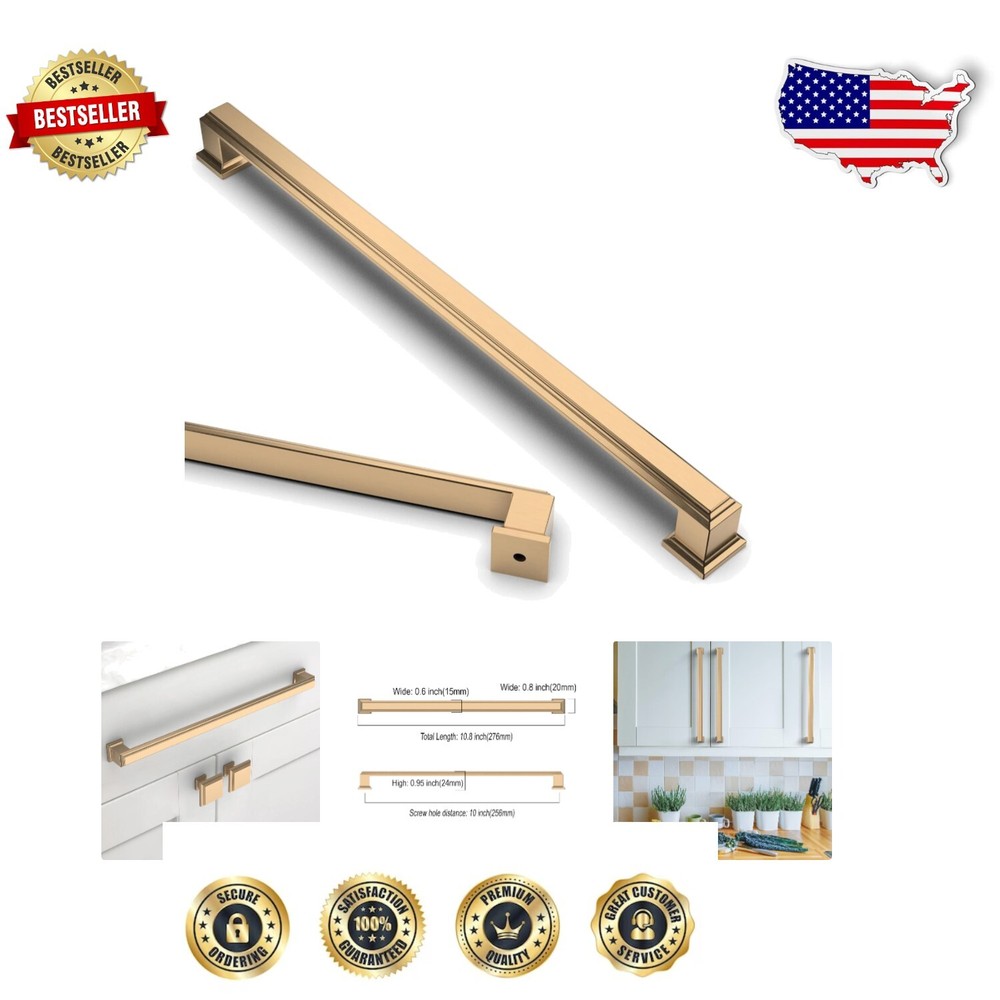 Elegant 6 Pack 10 Inch Bronze Handles for Cabinet, Drawer, and Cupboard