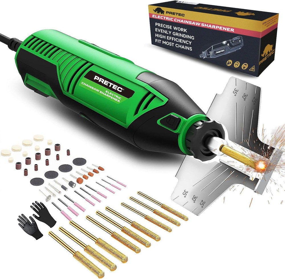 Electric Chainsaw Sharpener Kit with 54-Piece Accessories for Sharpening Chainsaw Blades