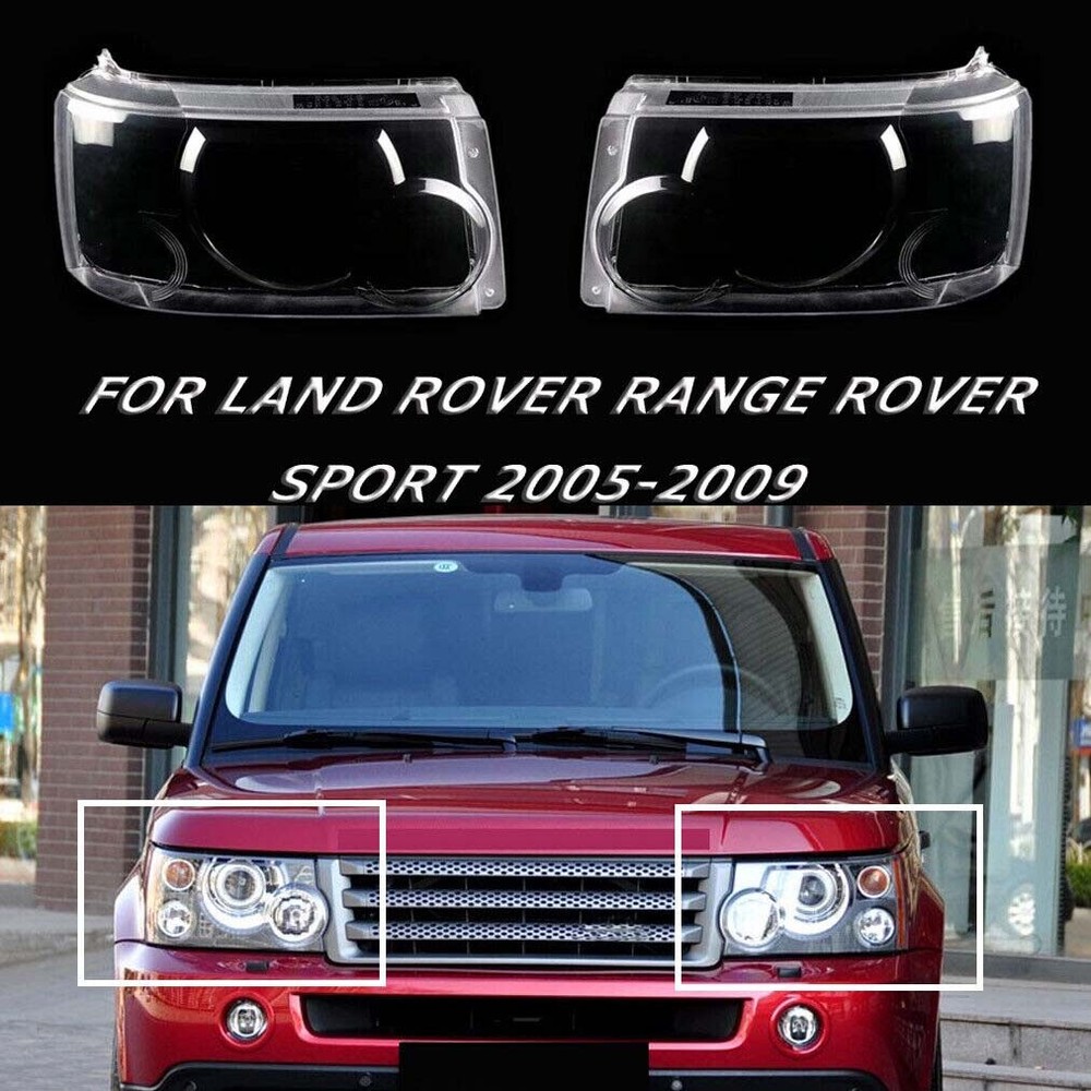 For Land Rover Range Rover Sport 06-2009 07 Pair Headlight Headlamp Lens Cover