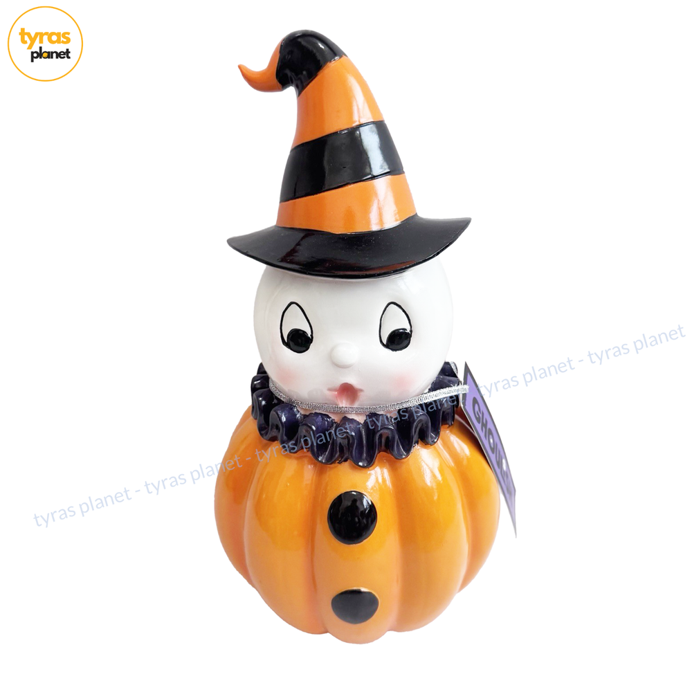 Ghoulish Vintage Inspired Ghost Pumpkin Halloween Figure Resin Decor 12
