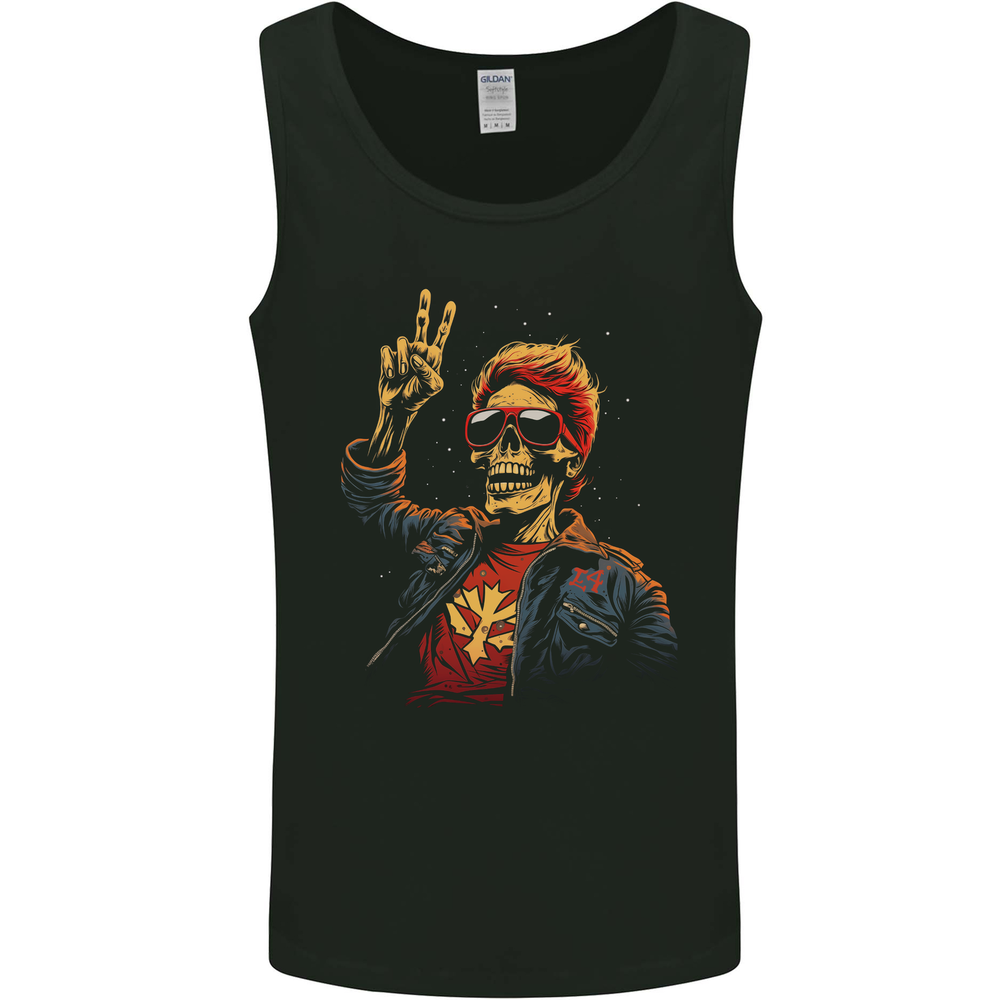 Rockabilly Peace Skull Zombie Mens Vest Tank Top