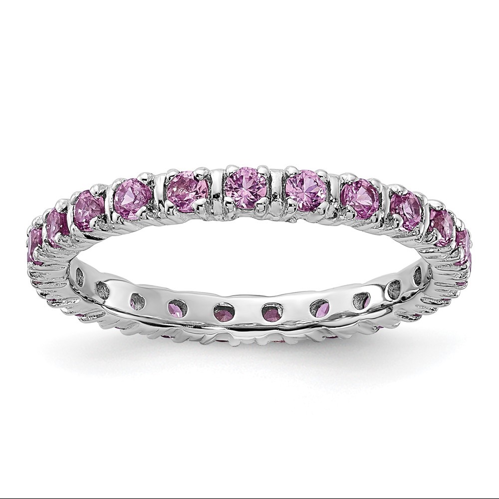 Sterling Silver Stackable Expressions Lab Created Pink Sapphire Band Ring Size 7