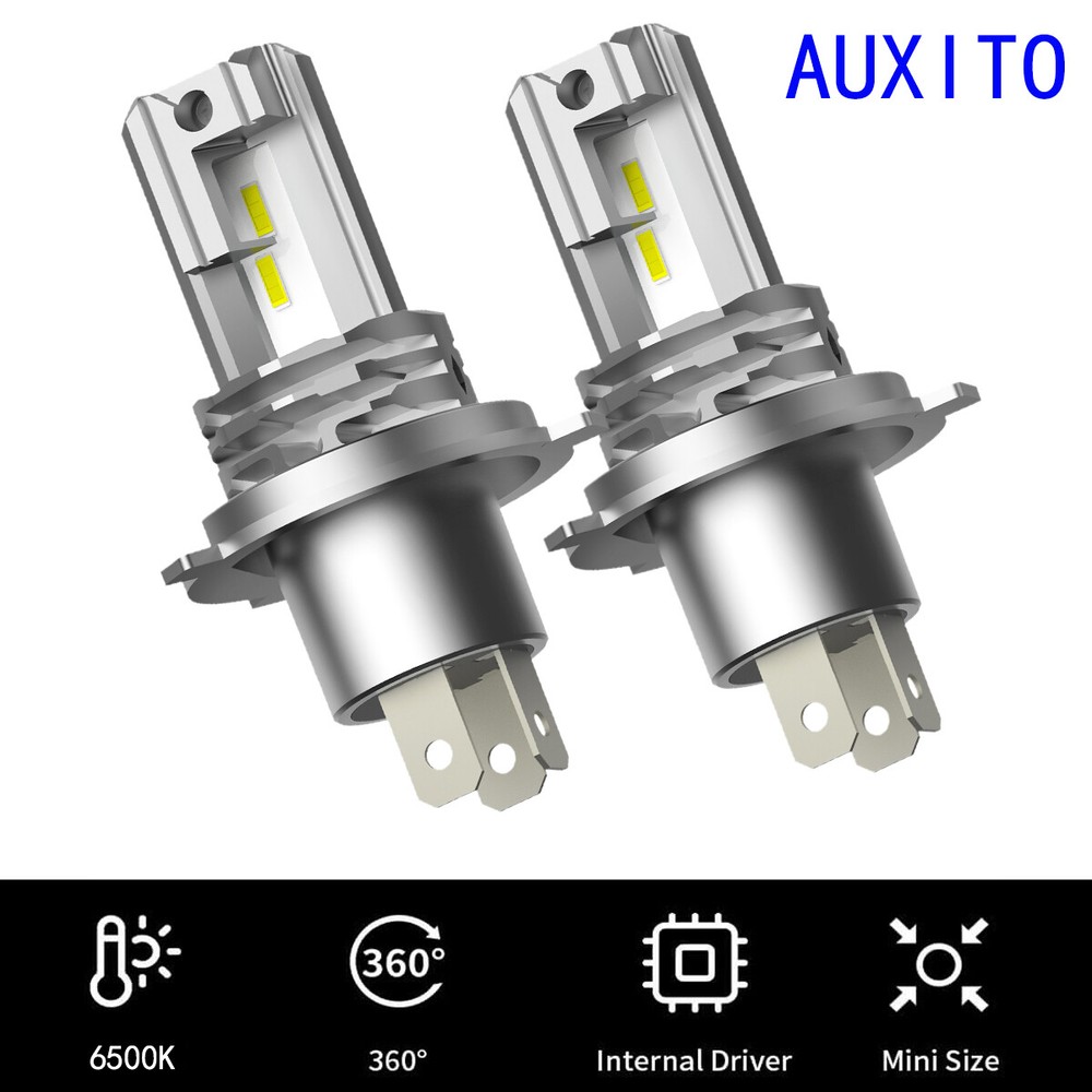 2x H4 9003 Bright LED Headlight Bulbs High Low Beam Conversion Kit 6500k Fanless