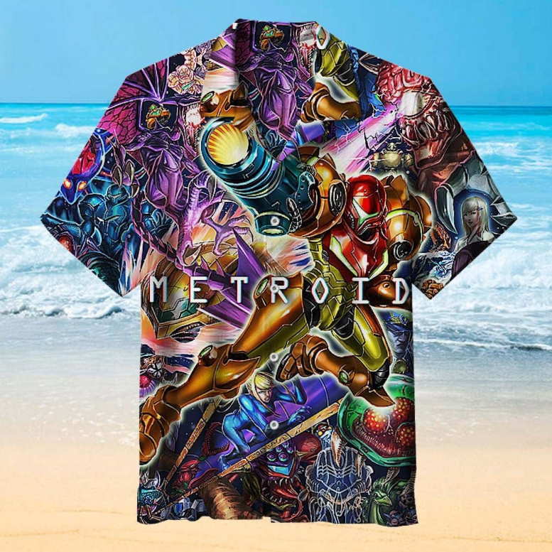 Metroid Dread 3D Design Hawaiian Shirt for Gamers