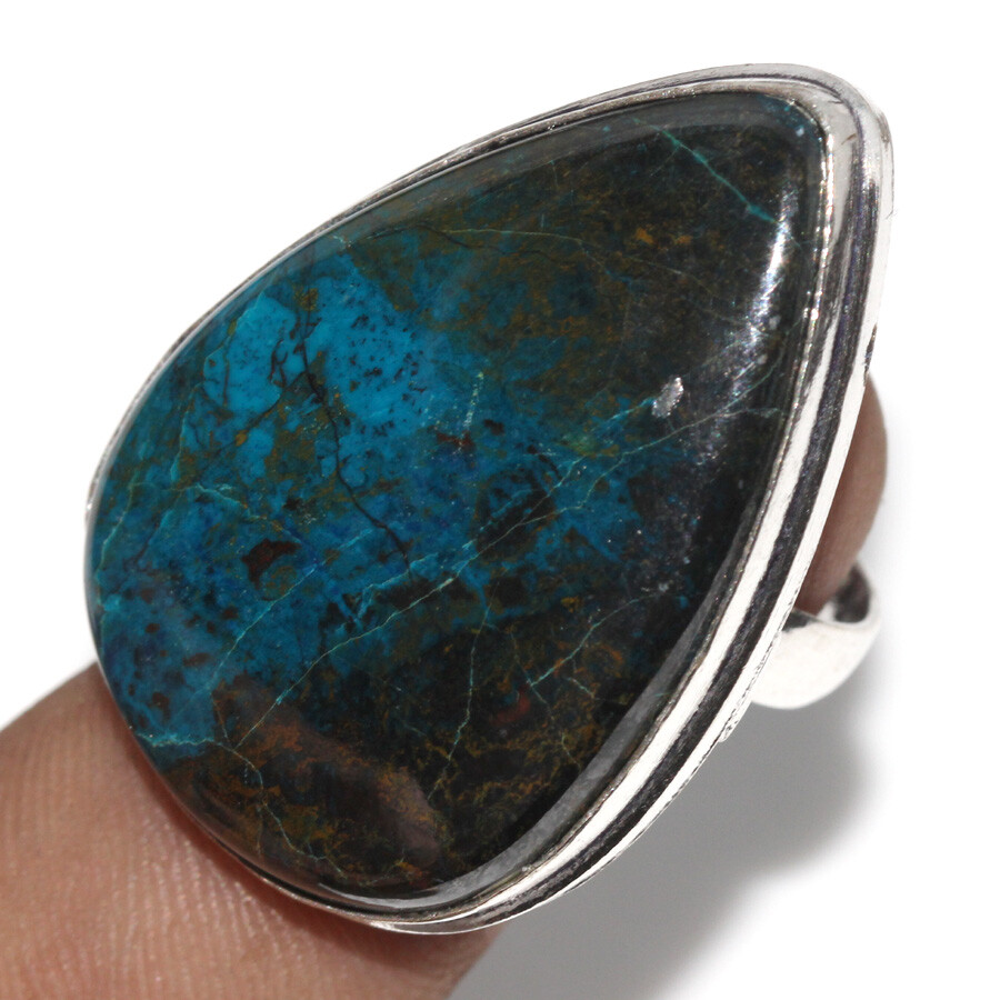 Handmade 925 Silver Plated Shattuckite Ethnic Ring US Size 7.5 Jewelry JW