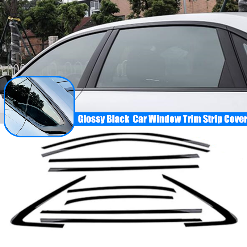 Glossy Black 10x For 18-23 2024 AUDI A5 S5 Car Window Strip Trim Moulding Cover