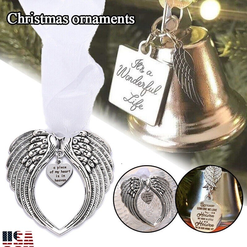 2× Angel Wings Pendant Memorial Christmas Gift Tree Hanging Ornament Decoration