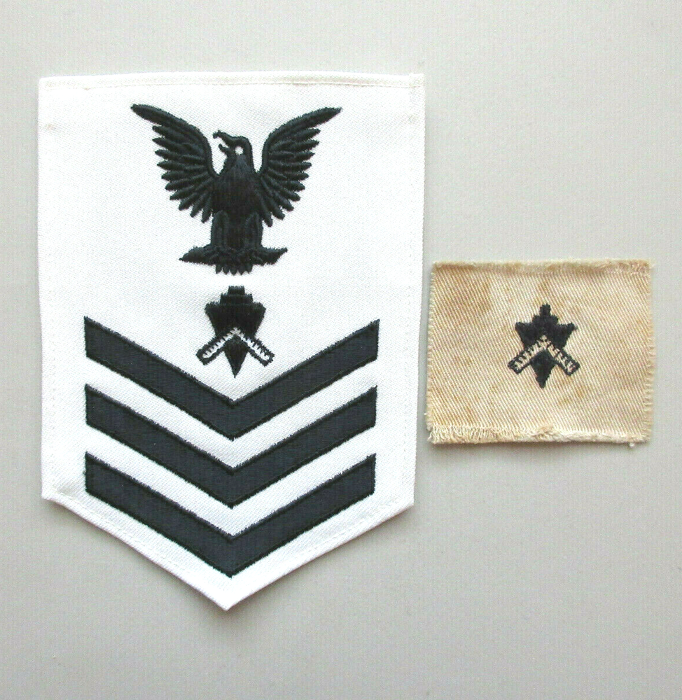 U.S. NAVY 1ST CLASS PETTY OFFICER BUILDER RATE RANK WHITE PATCH & INSIGNIA PATCH