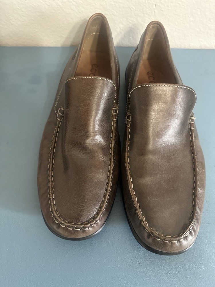 ECCO Mens Brown Leather Driving Moccasin Loafers Shoe Size EUR 45 US 11.00