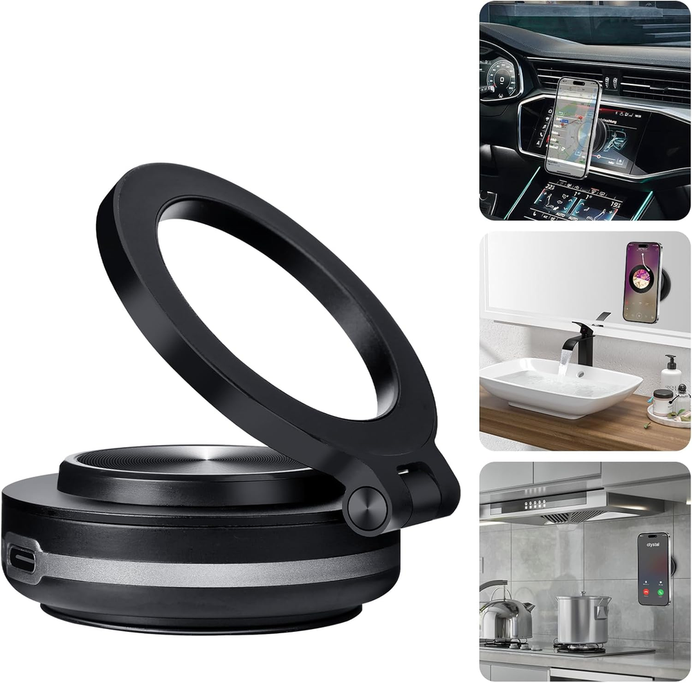 Electric Vacuum Magnetic Suction Phone Mount 360 Rotation Portable Holder Strong