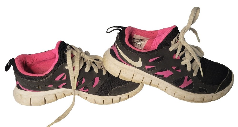 Nike Free Run 2 - Size 3.5 Women's / Girls - Black Pink - Running Tennis Shoes