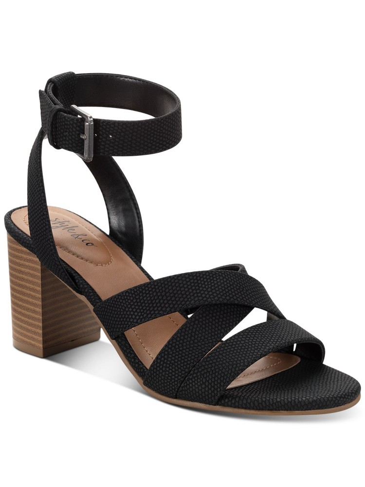 STYLE & COMPANY Womens Tan Black Sabinaa Round Toe Block Heel Heeled Sandal 10 M