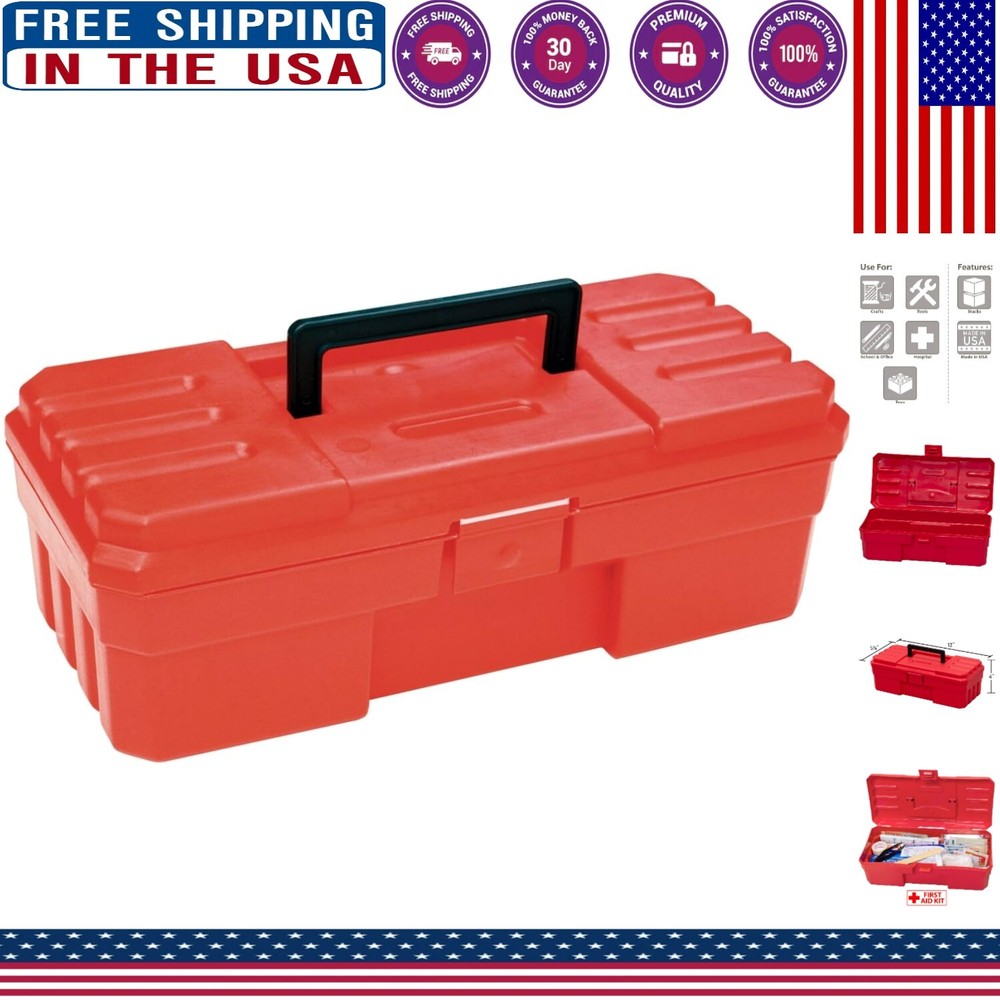 Lightweight 12-Inch Toolbox with Secure Latch Ideal for Crafts and Hobbies