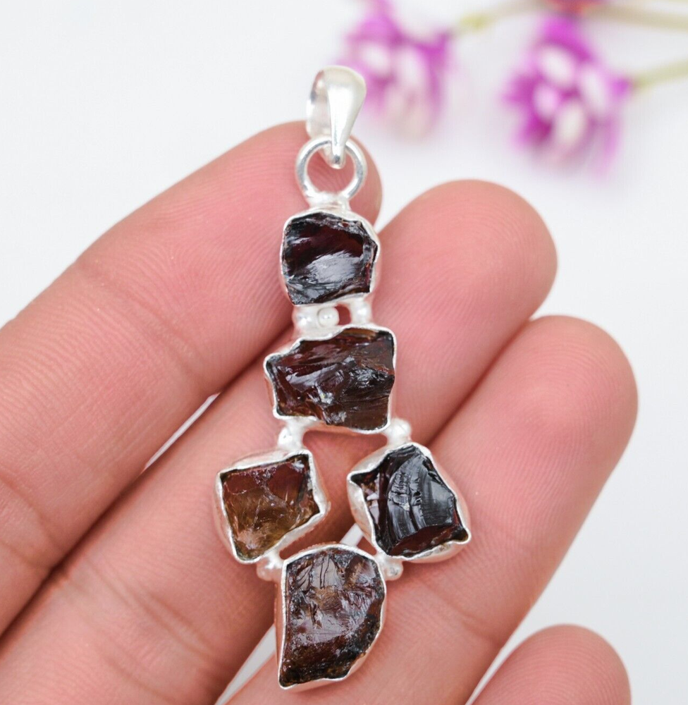 Smokey Quartz Statement Silver Pendant 925 Sterling Silver Handmade Jewelry Gift
