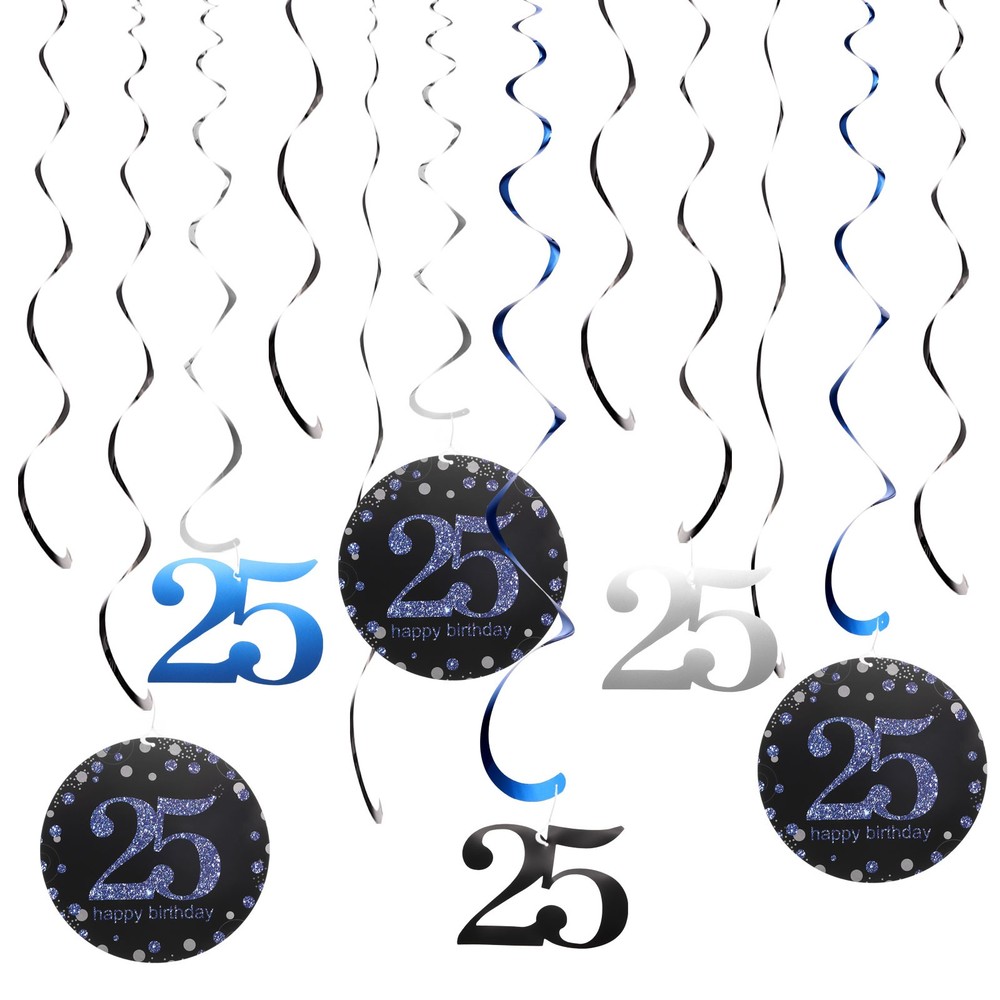 12pcs 3 Colors Hanging Swirls Decorations Party Swirls for 25th Birthday