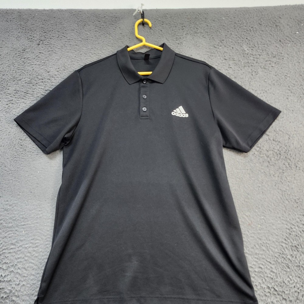 Adidas Polo Shirt Mens XL Black Performance Golf Logo Casual Short Sleeve