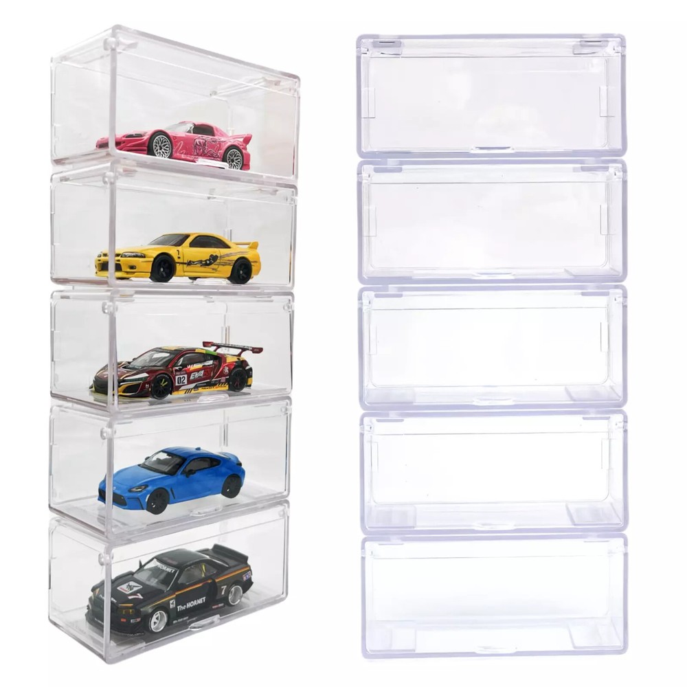 Clear Storage Box For Hot Wheels 1/64 Car Display Case Stackable Toys Collection