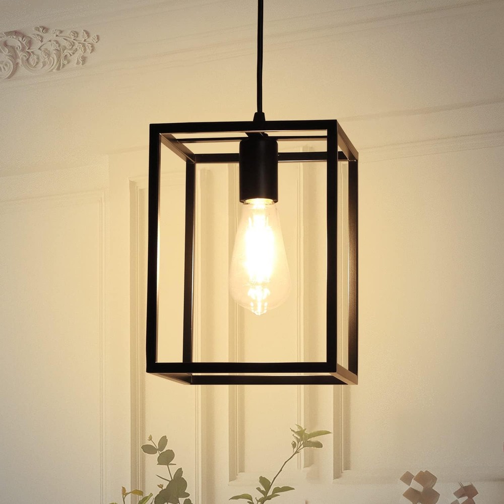 Black Rustic Lantern Pendant Light Fixture for Hallway by Depuley