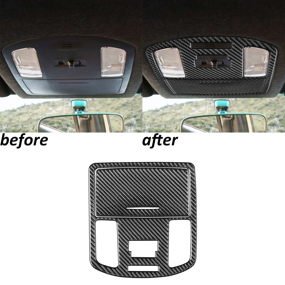 Real Carbon Fiber Interior Roof Reading Light Panel Trim For Toyota Hilux 15-23