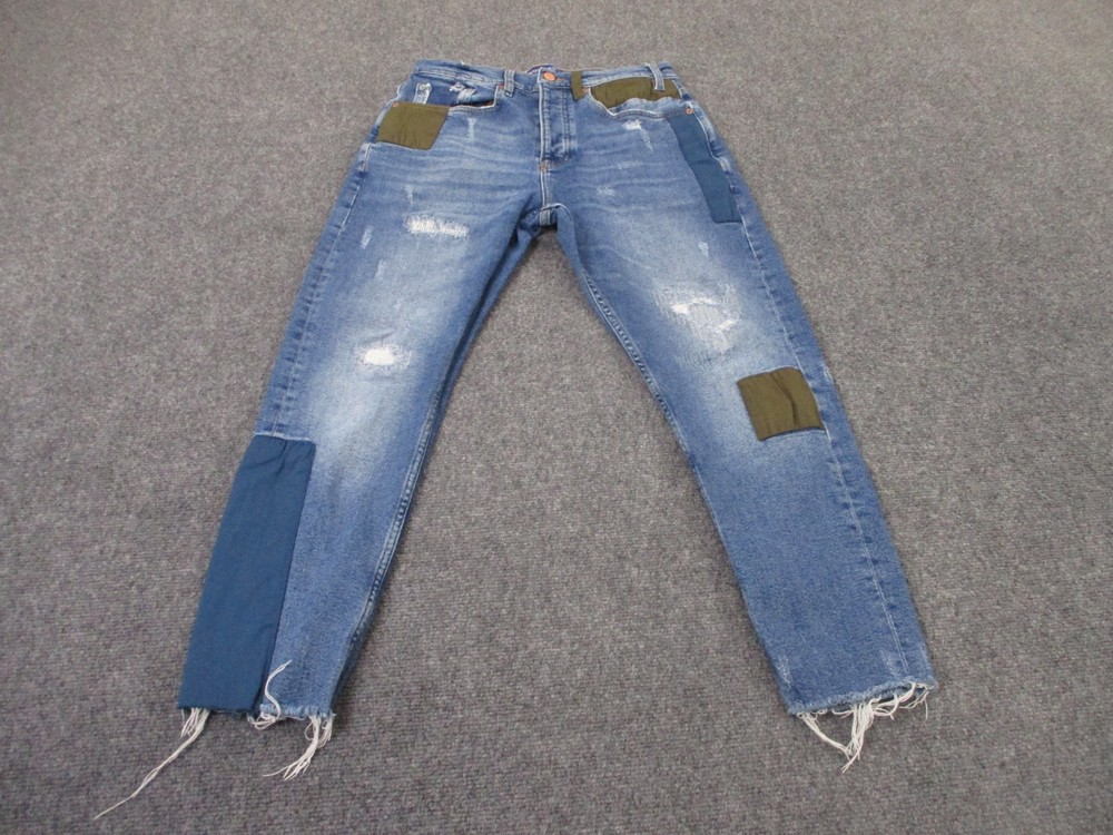 Scotch Soda Jeans Men 29 x 30 Blue Denim Dean Tapered Loose Distressed Patchwork