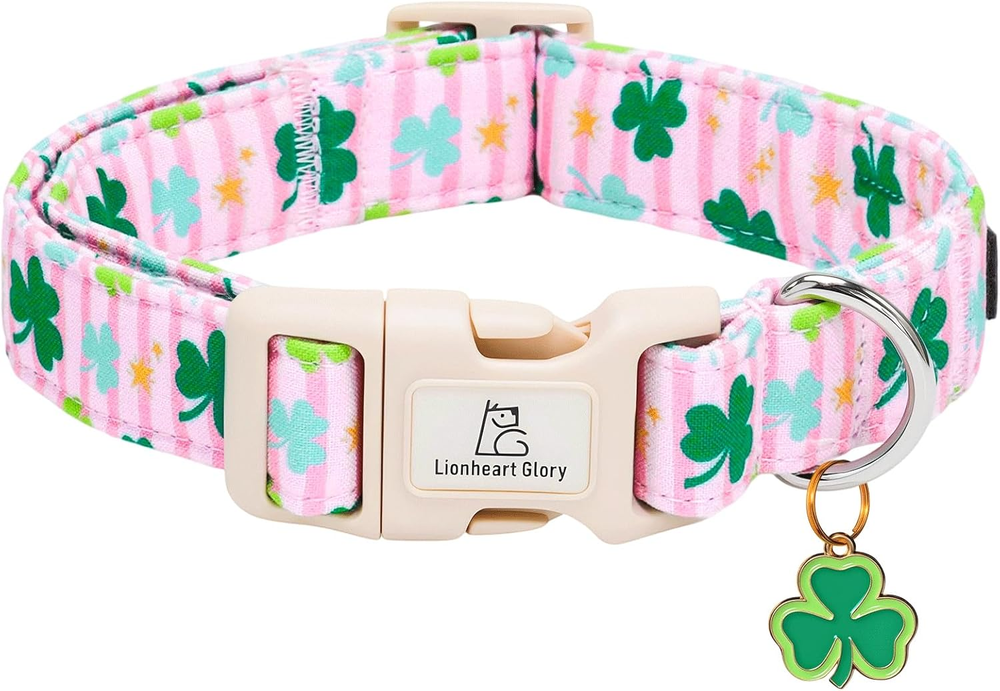 St. Patrick'S Dog Collar-Lucky Clover Shamrock Pink Spring Trefoil Dog Collar fo