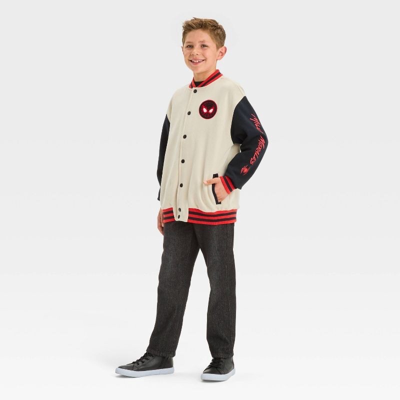 Marvel Spider-Man Miles Morales Spider-Verse Varsity Jacket w/Chenille Patches M