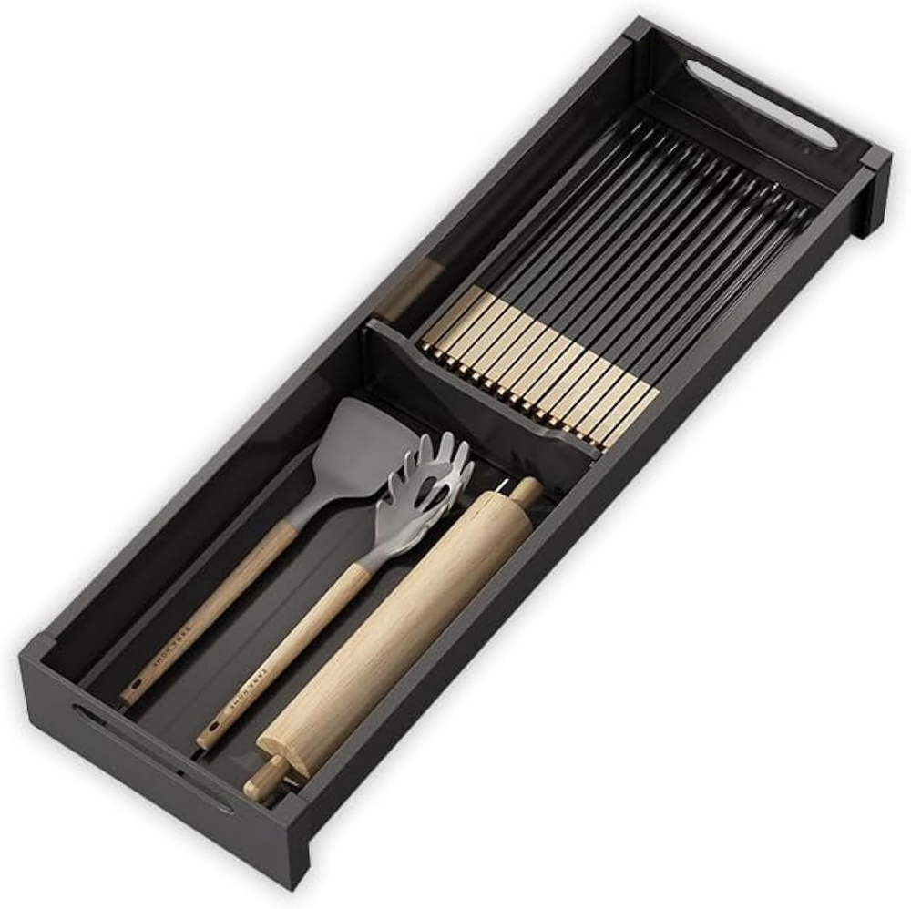 Aluminum Adjustable Flatware Drawer Organizer Tray for Silverware and Utensils