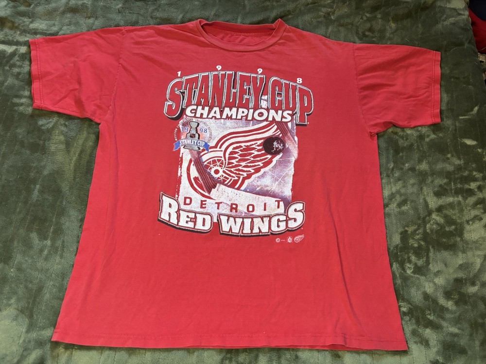 Detroit Red Wings Shirt Mens 2XL XXL Red 1998 Stanley Cup NHL Hockey Champions