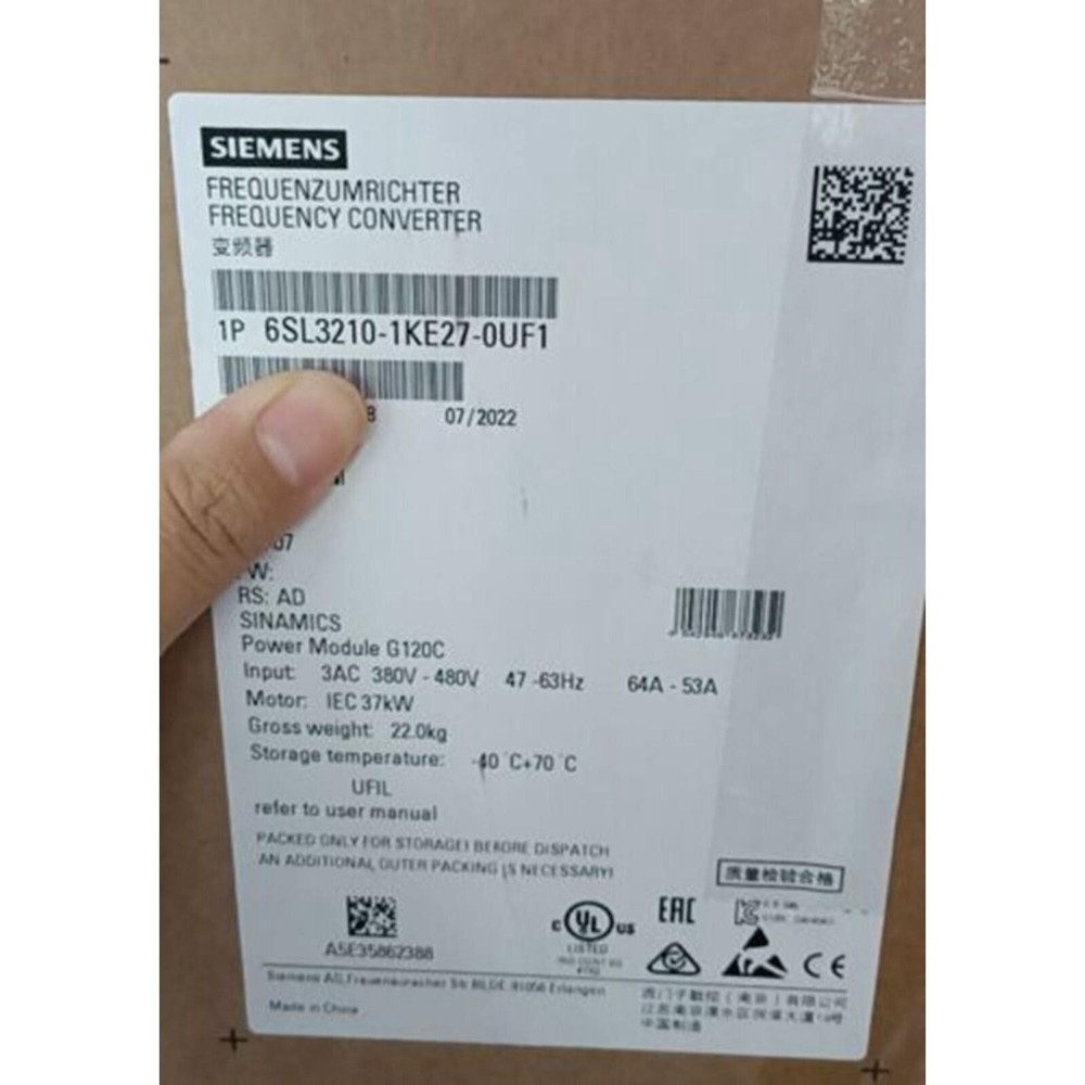 New Siemens 6SL3210-1KE27-0UF1 6SL3 210-1KE27-0UF1 SINAMICS G120C 37KW Inverter