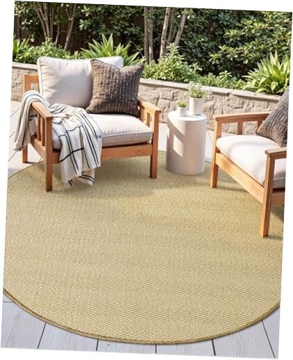 5x5 Round Neutral Rustic Area Rug for Living Room Bedroom Dining