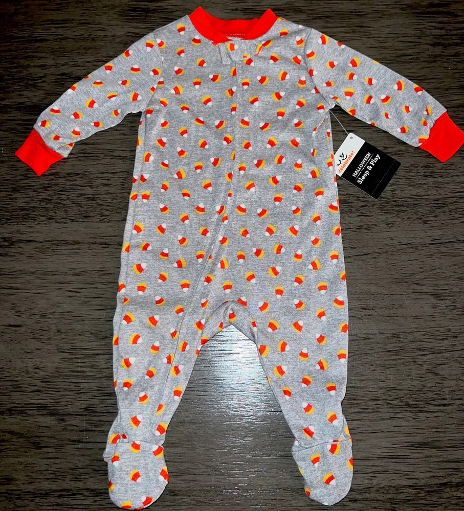 NWT Way To Celebrate Candy Corn Halloween Footed Sleeper Baby Unisex 0 3 6 9 M