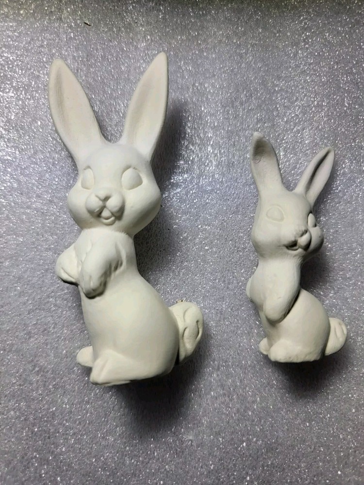 Bunnys Set Biscuit Ceramic Pottery fired once in a klin , ready 4paint