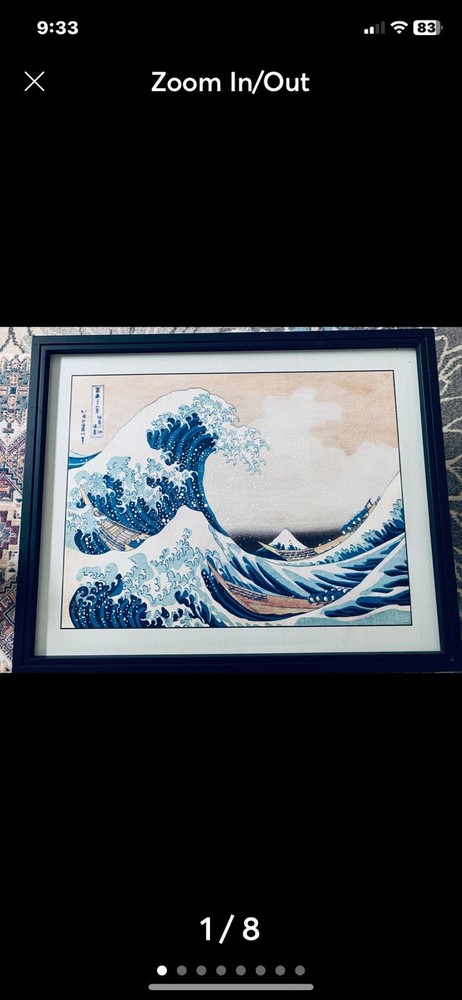 Vintage Framed Picture of The Great Wave of Kanagawa Japanese Art