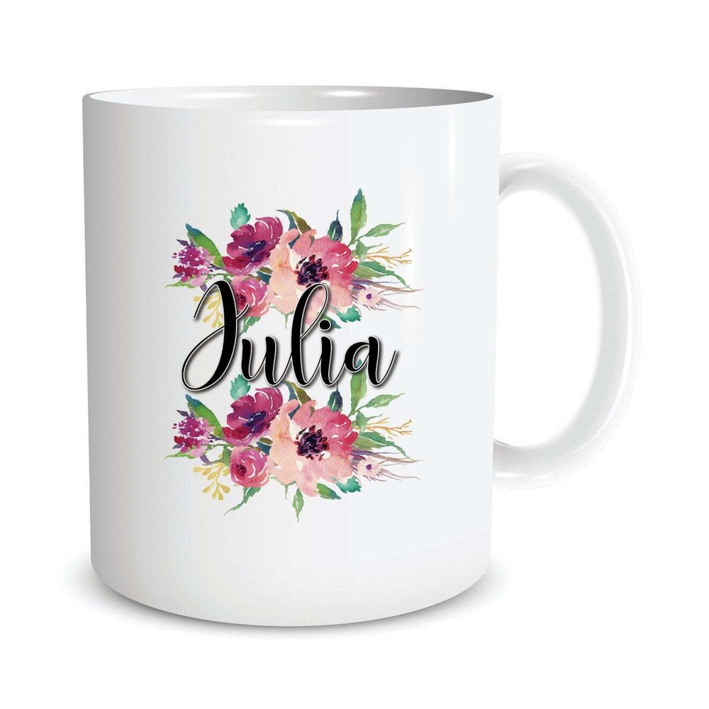 Personalised Name Mug Any Name Custom Gifts Floral Flowers Tea Coffee Hot